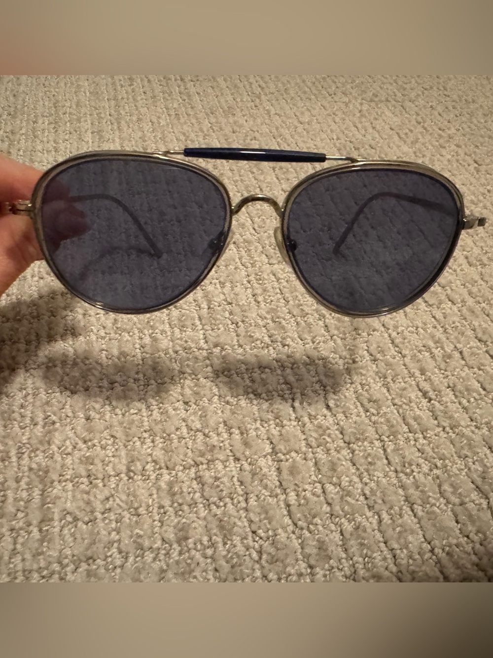 Aviator-Style Sunglasses with Blue Lenses